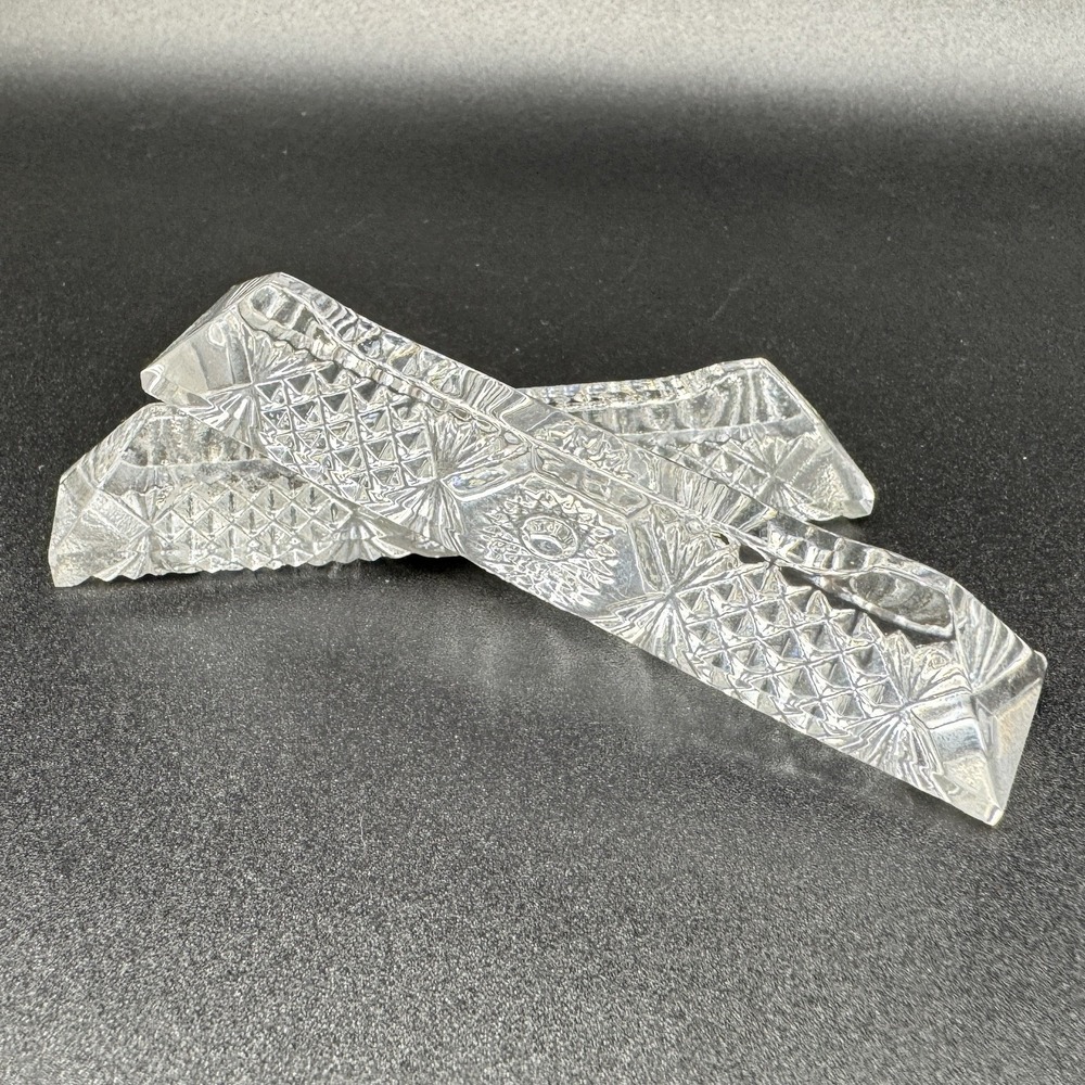 Hungary‎ Pressed Crystal Knife Rest Starburst Glass - 2 Pieces - Wedding Holiday